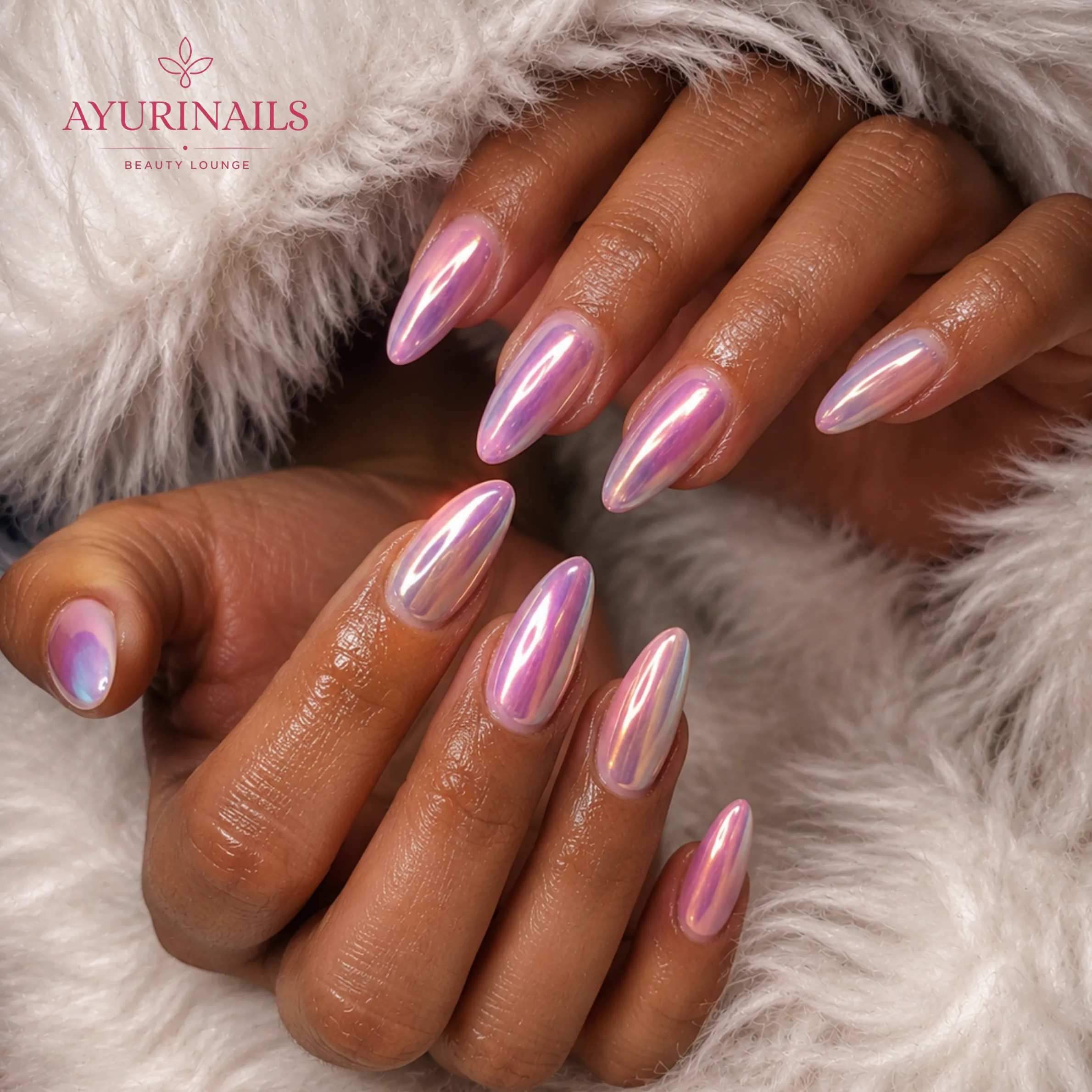 glazed donut chrome nails with pink pearlescent shimmer, AyuriNails Beauty Lounge Makati